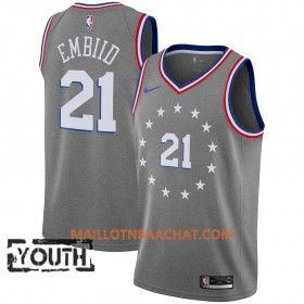 Maillot NBA Philadelphia 76ers Joel Embiid 21 2018-19 Nike City Edition Gris Swingman - Enfant